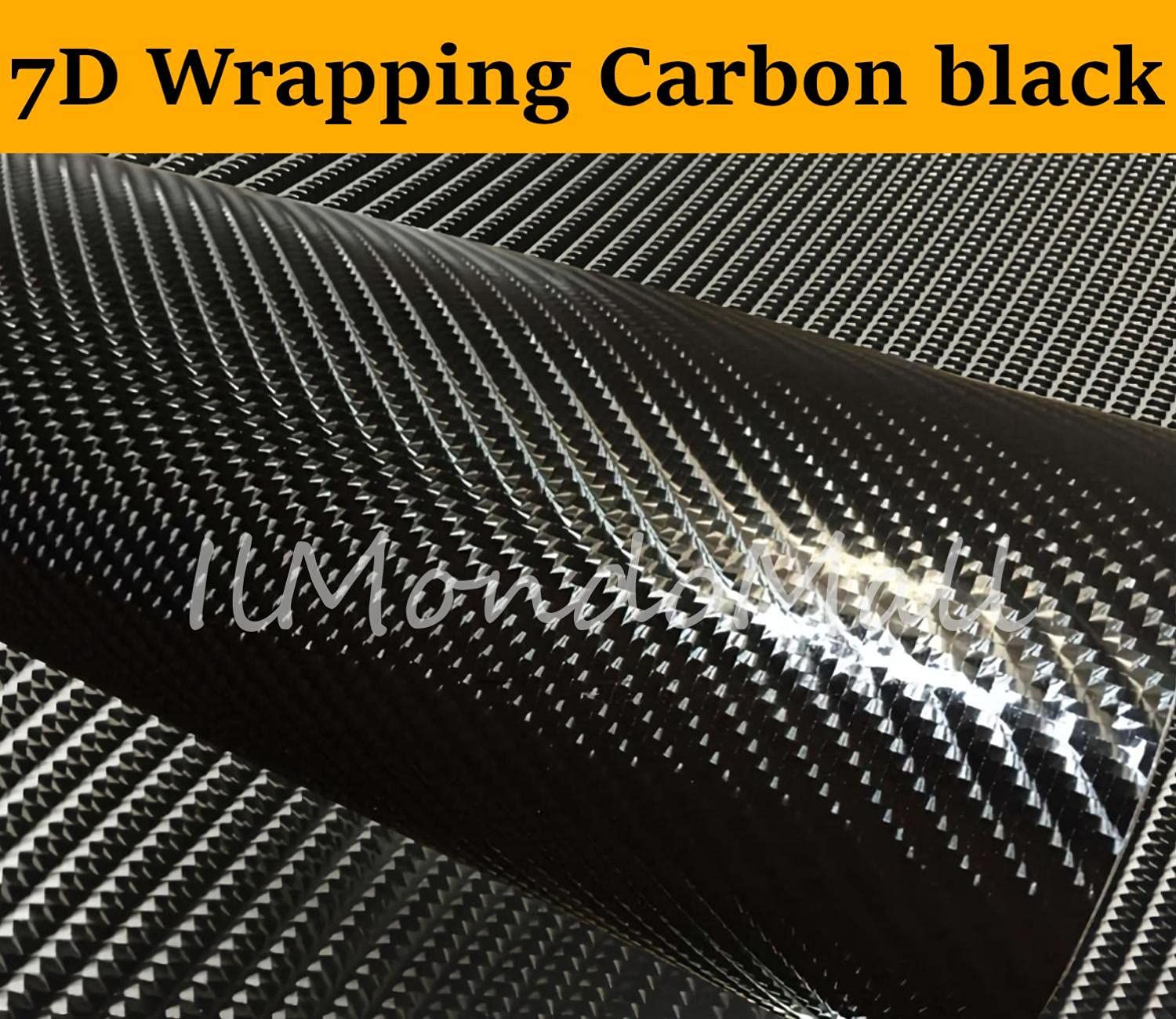 IlmondoMall 7D ブラック カーボン調 カーボンシート リアルカーボン ラッピングシート 152×200cm ブラック