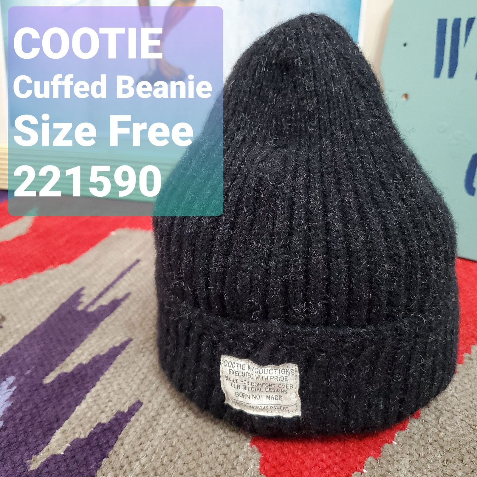 COOTIE PRODUCTIONS クーティー□良品 ウール100 ニット帽 黒 日本製 