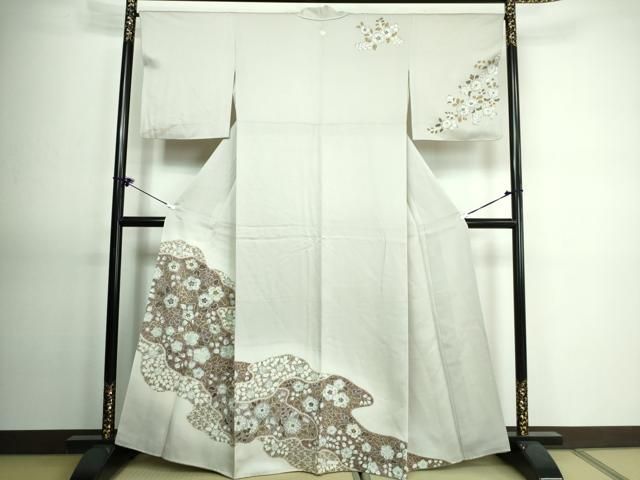 平和屋着物○訪問着 亀甲と菊 暈し染め 金彩 ロング丈 正絹