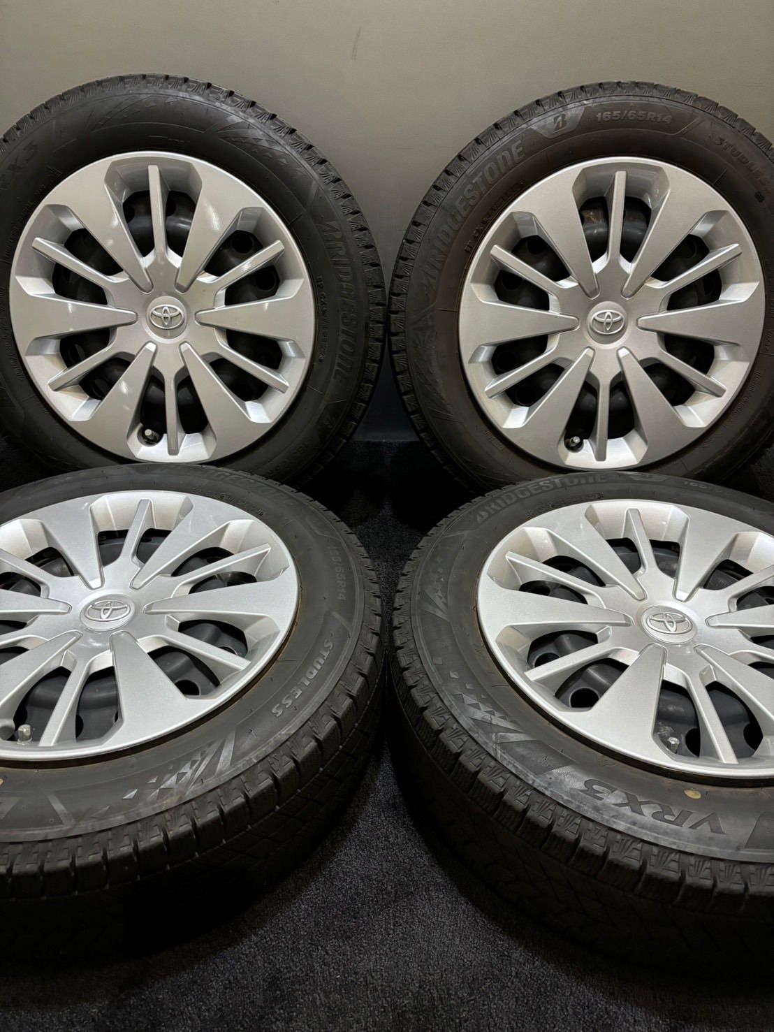 中古スタッドレス＆アルミ165/65R14ブリザック ルーミー、パッソ4本