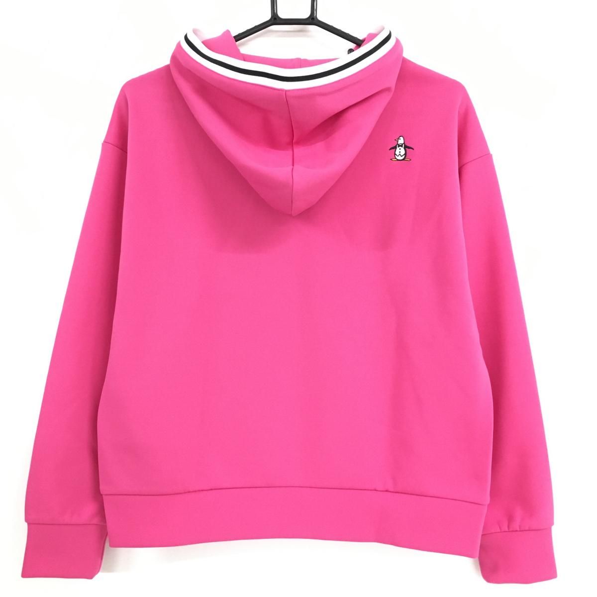 超美品】マンシングウェア パーカー ピンク×白 腹部ポケット