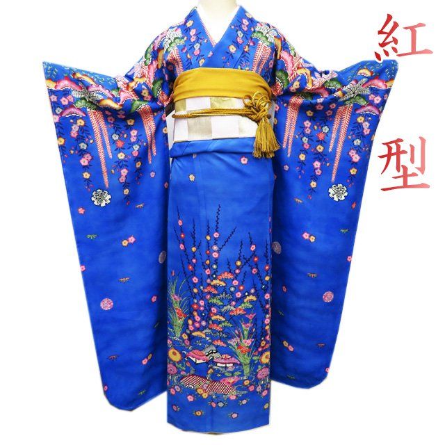 豪華振袖　駒刺繍　流水花文　暈し染め　金彩　逸品 絹 成人式 お見合 パーティー 豪華振袖駒刺繍草花熨斗文暈し染め金彩 絹 逸品 成人式 パーティー