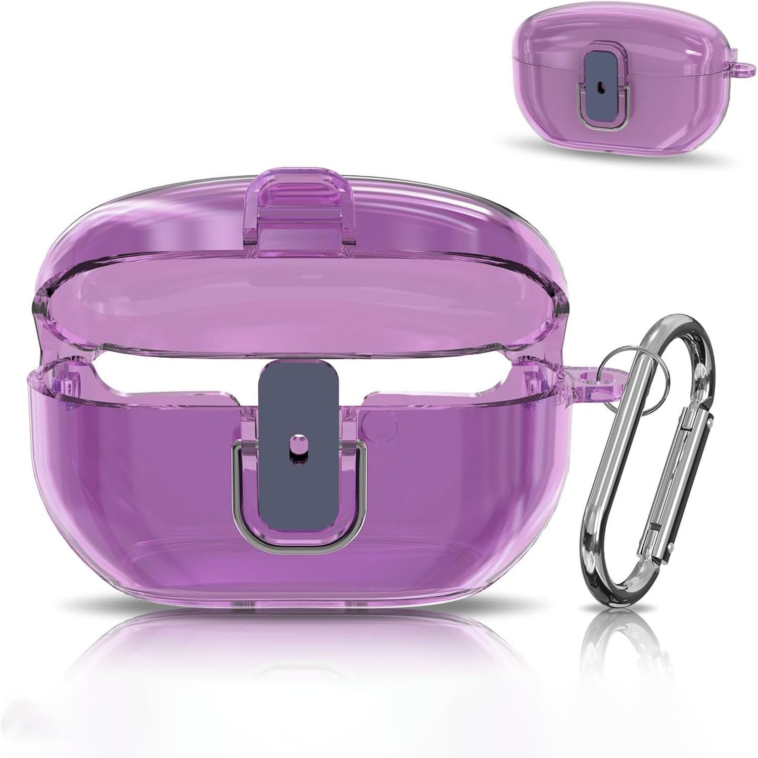 【特価商品】ソニーWF-1000XM5(2023)用セキュアロッククリアケース、TPUスーパープロテクティブハードシェルショックプルーフ、キーチェーン付き (透明な紫)