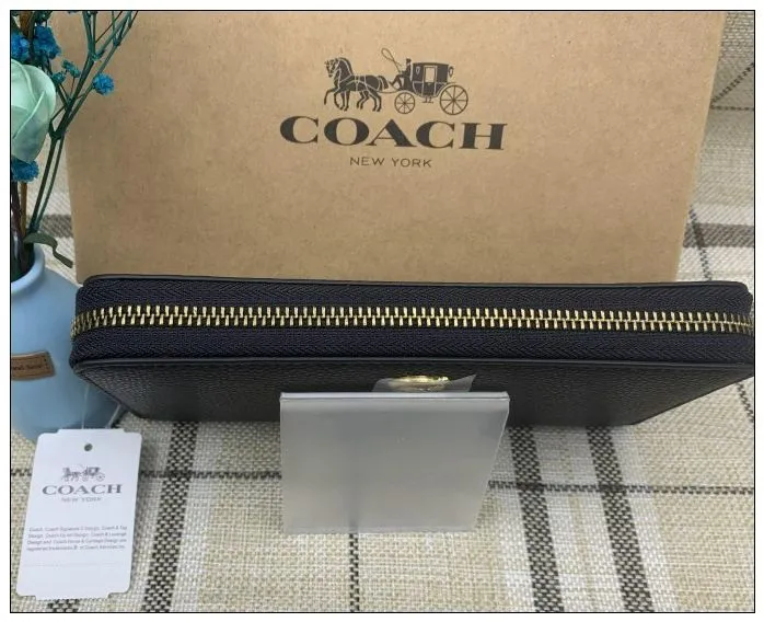 コーチ 長財布 COACH 財布 ブラック黒 アコーディオン