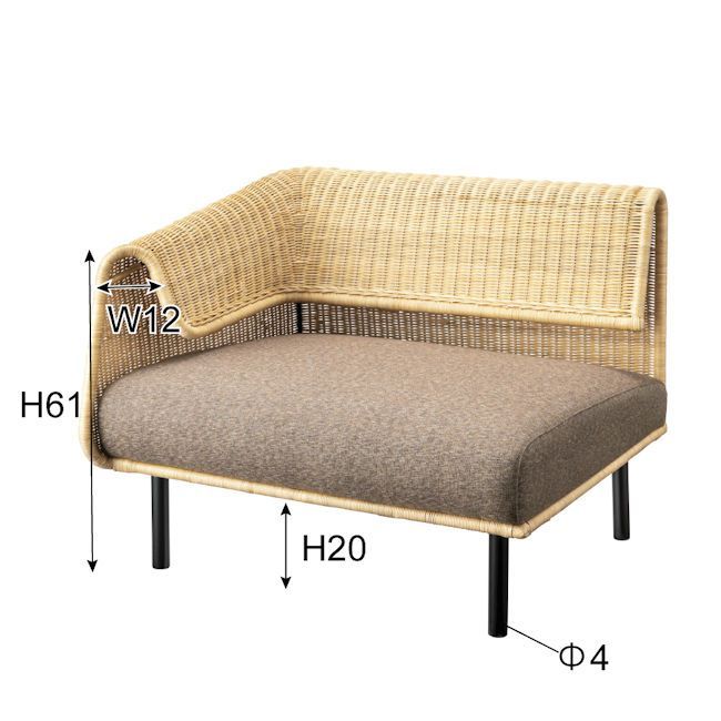 片肘ラタンソファー１人掛け（左肘）ソファ 籐 チェアー アジアン（1354） 片肘ラタンソファー1人掛け（左肘）ソファ 籐 チェア アジアン（1354