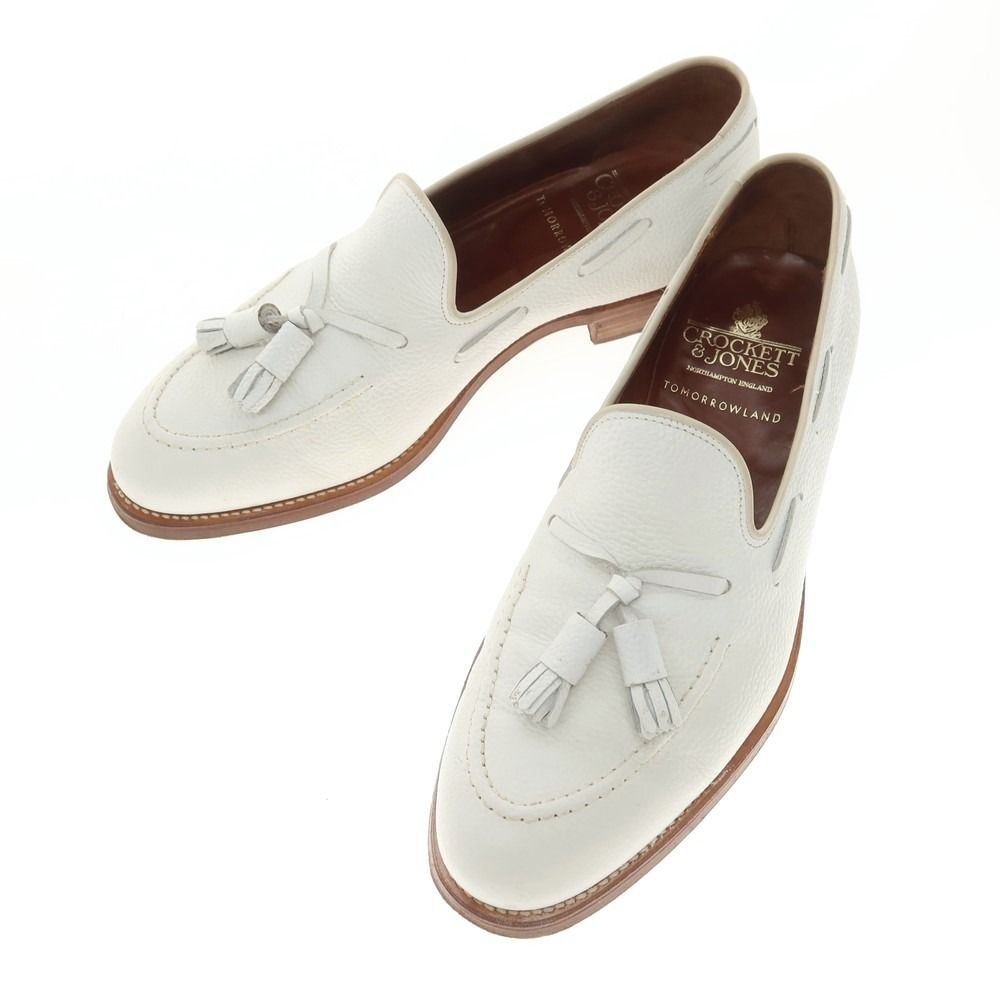 クロケットアンドジョーンズ CROCKETT-JONES CAVENDISH タッセル ローファー ホワイト サイズ7 1|2E メンズ