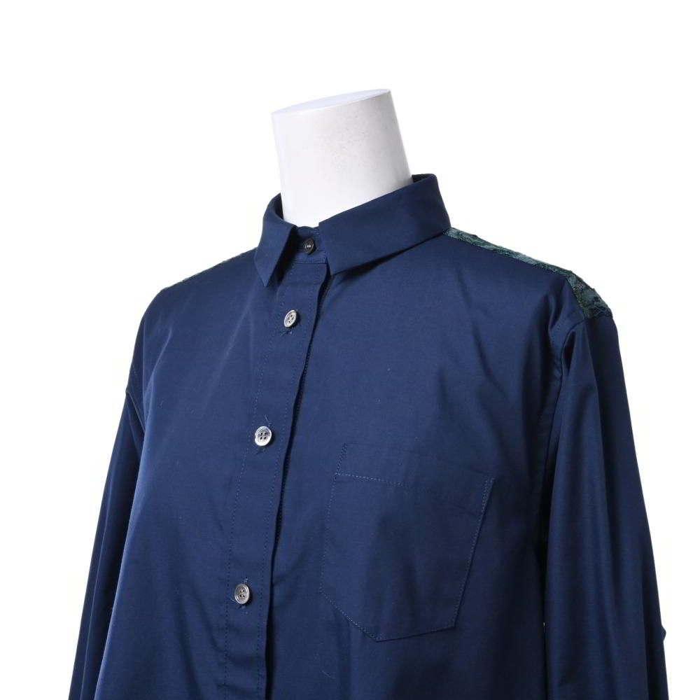 美品!! sacai luck バックレースシャツ sacai luck バックレース切替 コットン シャツ - メルカリ