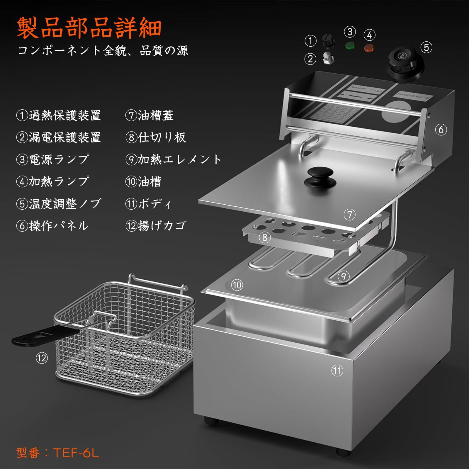 SEASAND 電気フライヤー 6L 業務用 家庭用 卓上フライヤー 揚げ物器 SEASAND 電気フライヤー 6L 業務用 家庭用 卓上フライヤー
