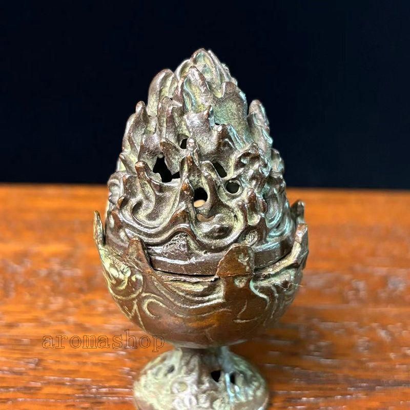 銅細工 銅香炉 四方双龍香薫炉 香道具 装飾品 工芸品 美術品 置物