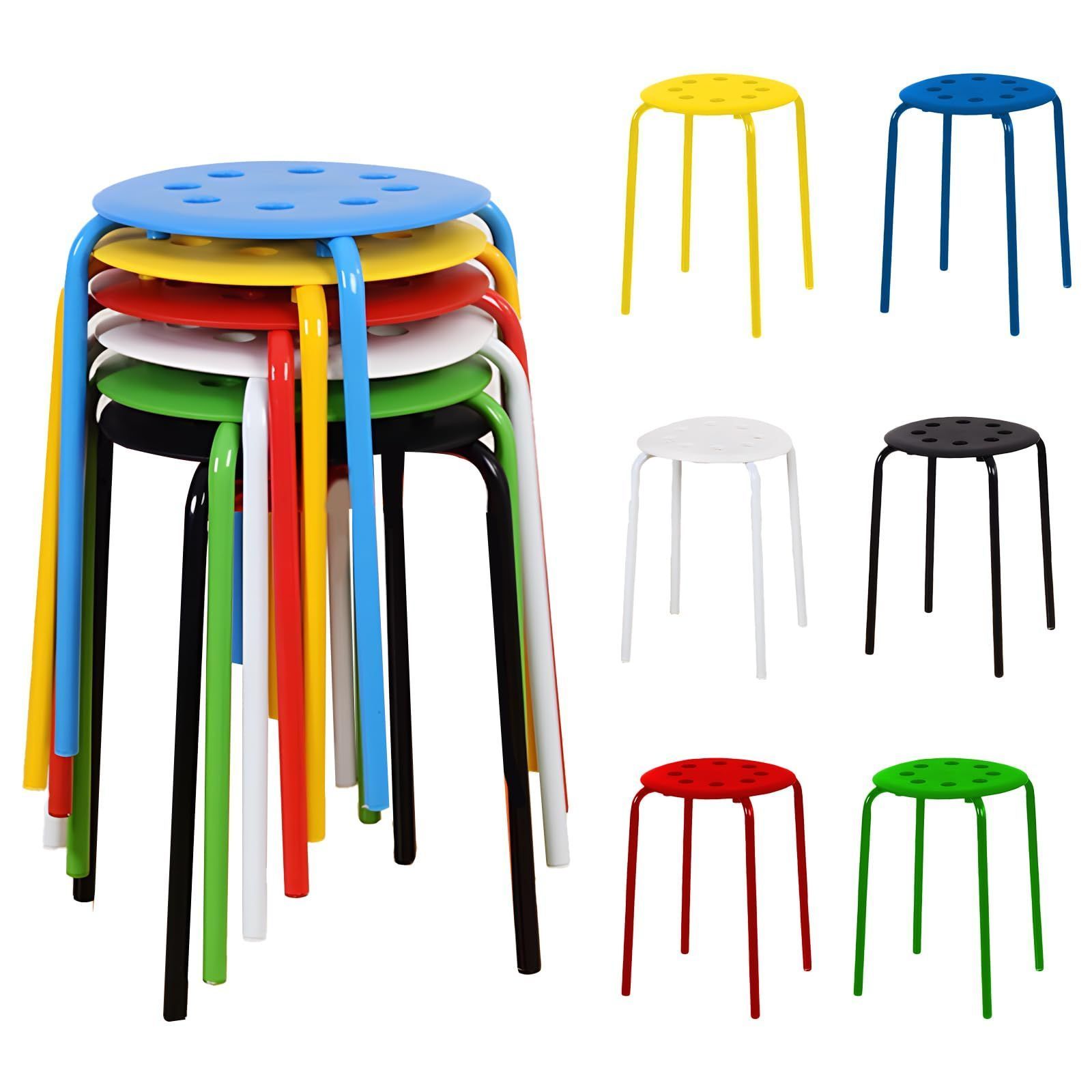 丸イス パイプ椅子 6脚セット オフィススツール パイプスツール ミーティング スタッキングスツール パイプ椅子 丸椅子 積み重ね 持ち運び便利 金属製 組み立て不要 頑丈 通気 軽量 会議室 展覧会 相談室 6色展開 幅30X奥行30X高さ45cm