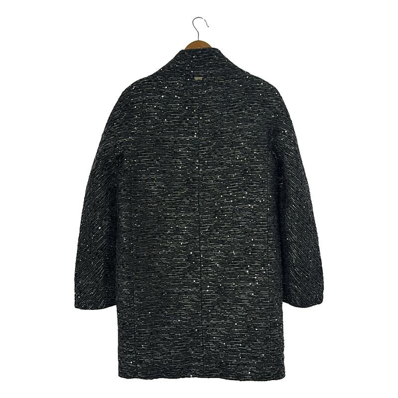 美品 HERNO スパンコール×ツイード 黒 ダウンコート 42 美品【大きい 