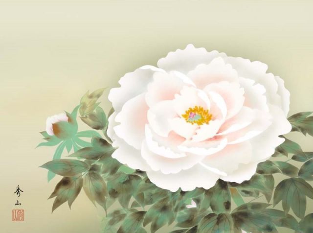 水彩風デジタルペイント 小鳥と花 高解像度写真　2Ｌ判写真　4枚　セート 種類2：f6 額絵 鈴村秀山 富貴花 f8・f6・f4サイズ 現代日本画シリーズ