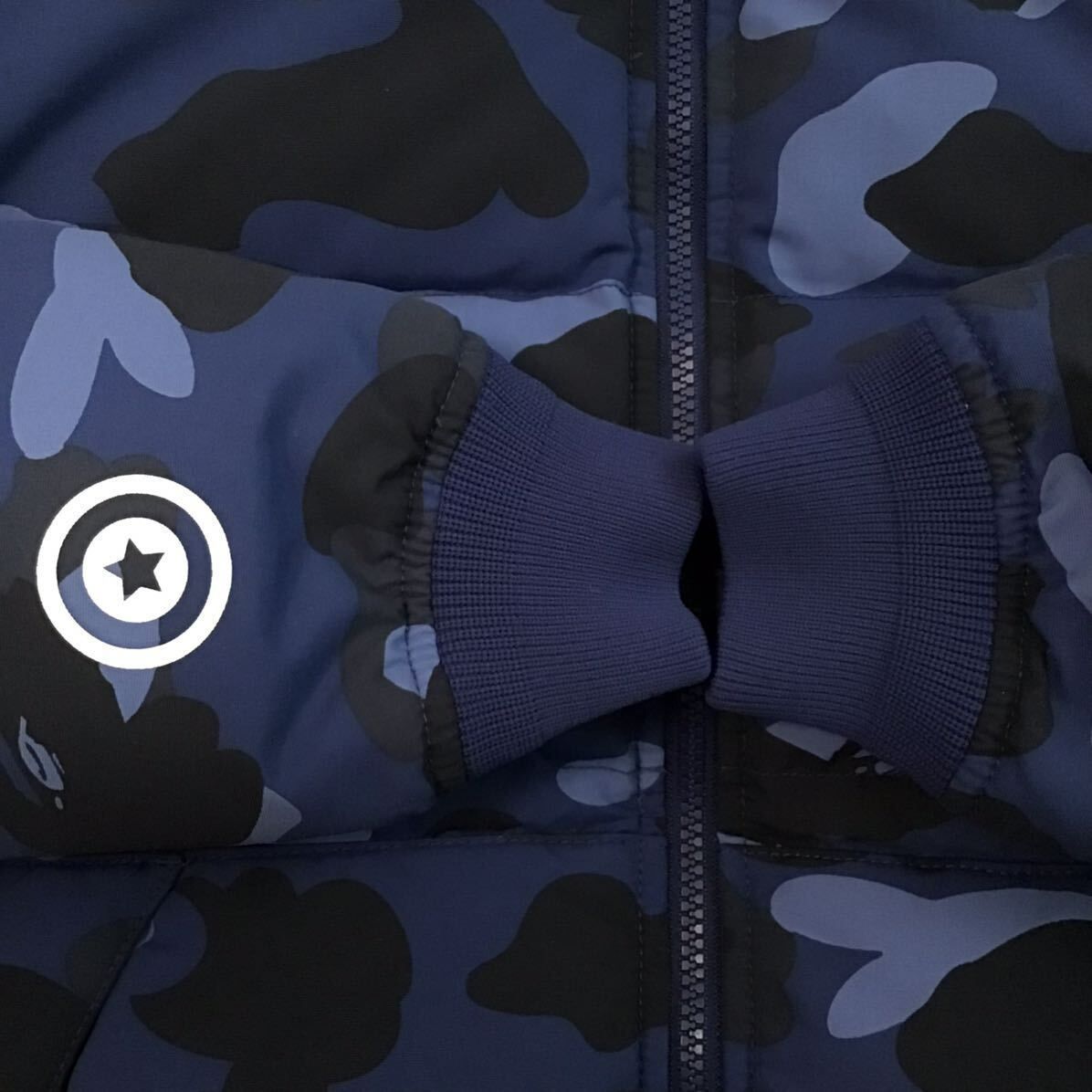 シャーク パーカー ダウンジャケット Mサイズ shark full zip hoodie Down jacket a bathing ape BAPE エイプ ベイプ Blue camo 迷彩