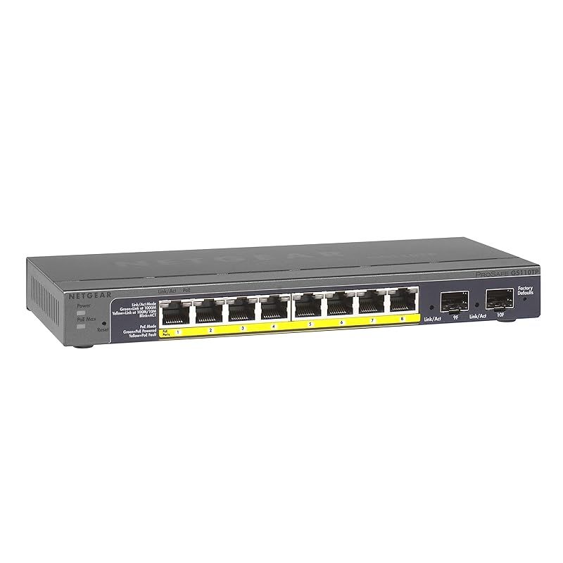 メーカ NETGEAR スイッチングハブ ギガ 8ポート スマート PoEx8 46W|SFPx2 L2 VLAN QoS ACL IGMP LAG GS110TP-200AJS