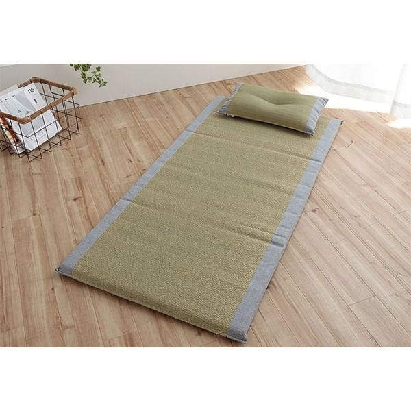 大人気，100%新品 い草マット 約70×150cm グレー 枕付き 日本製 ボリューム マットレス 吸汗 調湿 消臭 抗菌防臭 お手入れ簡単 リビング ごろ寝【代引不可】 その他