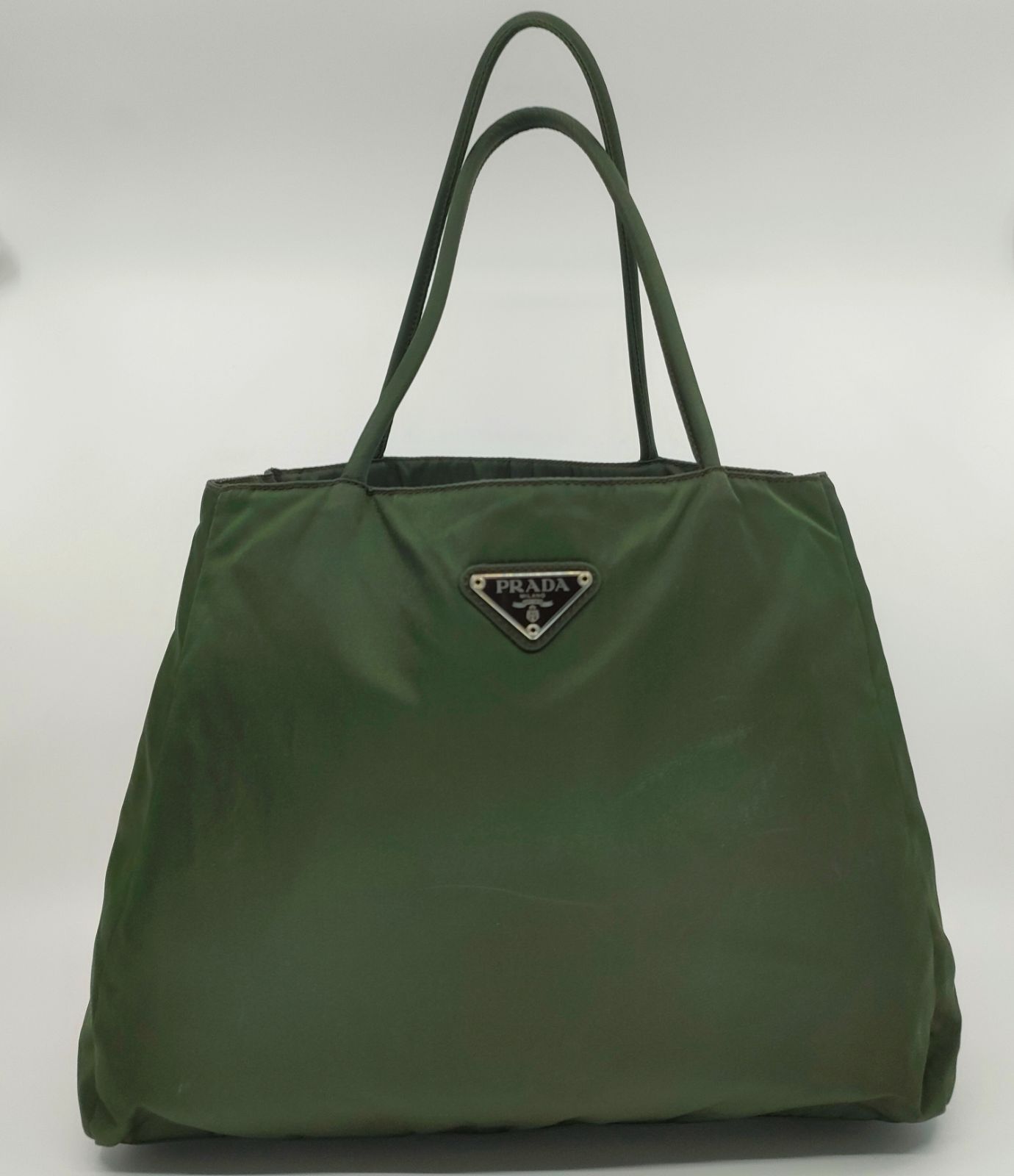 PRADA Nylon Khaki Tote Bag Shoulder Authentic Women