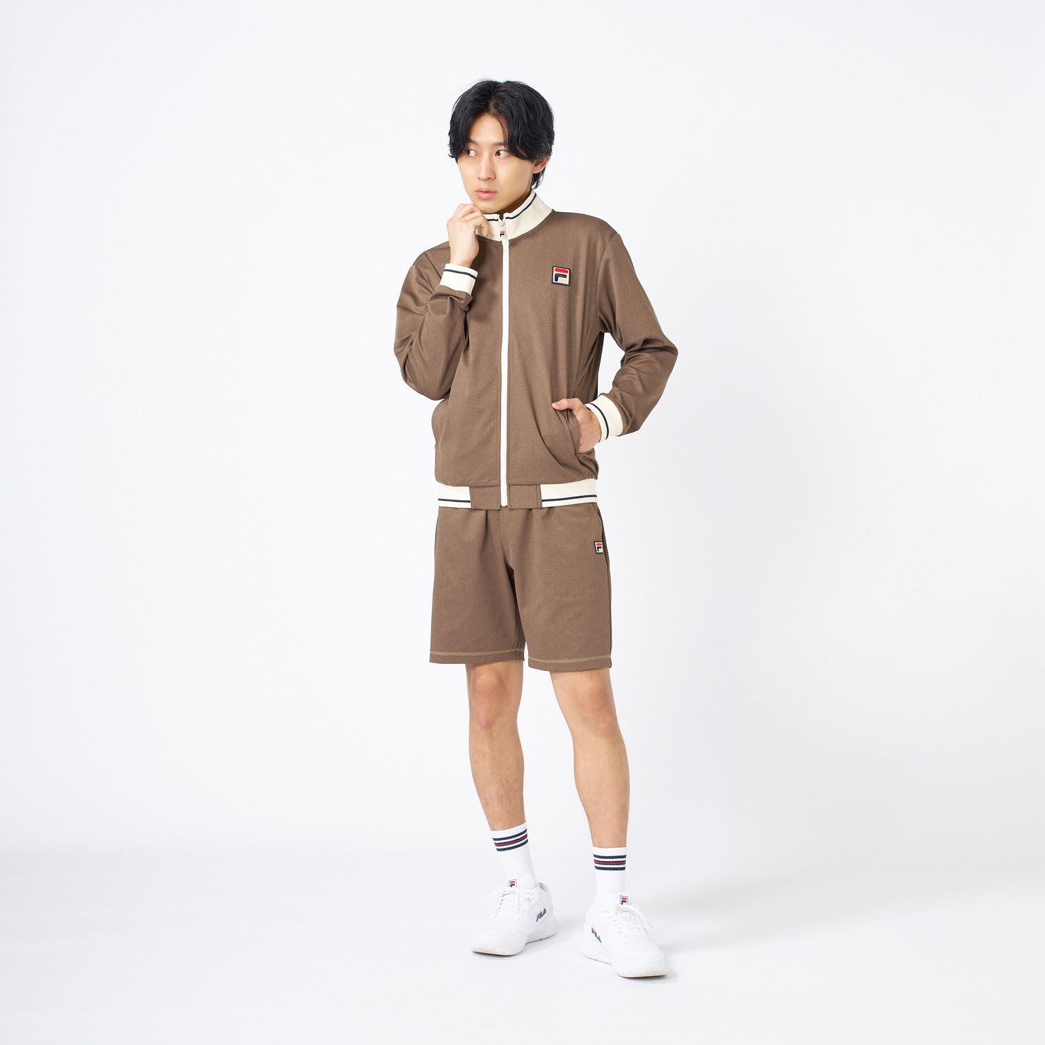 お試しください！ フィラ FILA テニス トラックジャケット メンズ 男性 大人 長袖 アウター 上着 ジャージ トップス ウェア ロゴ ワンポイント デニム風 部活動 クラブ サークル スクール 練習 EM0272 20Z ネイビー