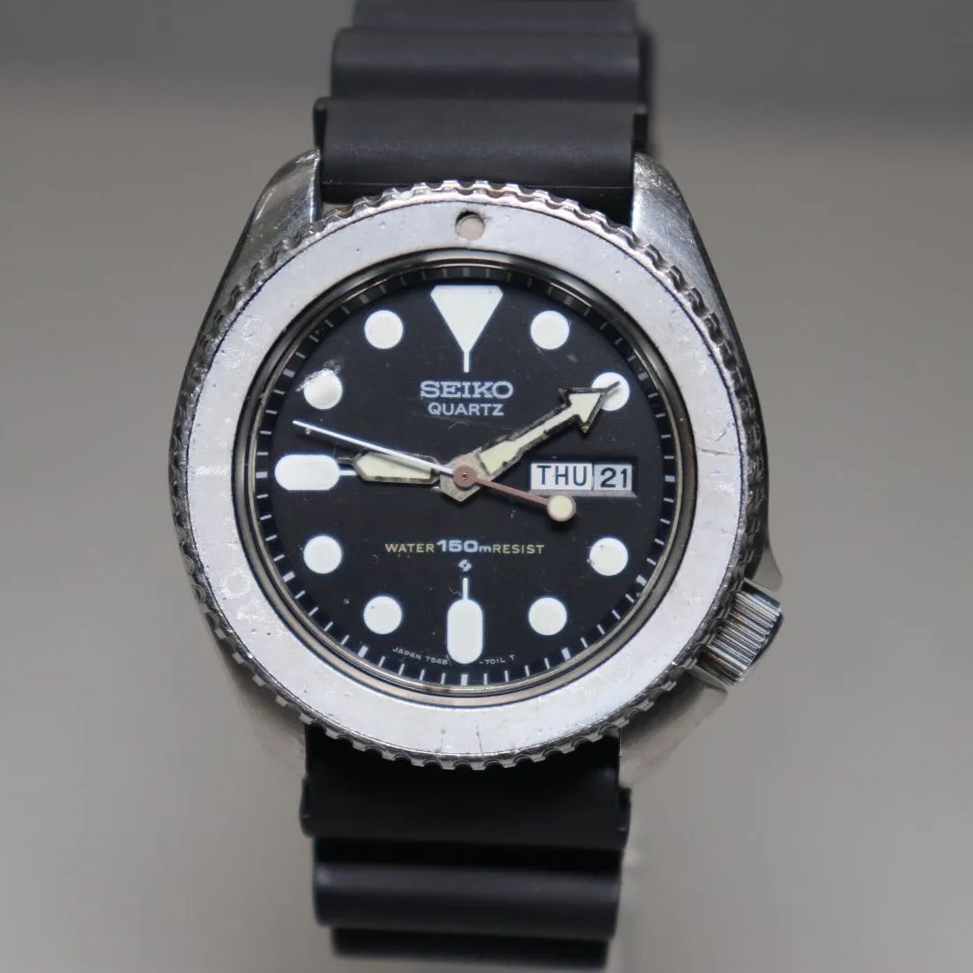 電池交換済】1980年代製造 SEIKO QUARTZ DIVER セイコー クォーツダイバー150ｍ Ref.7548-7000 - メルカリ