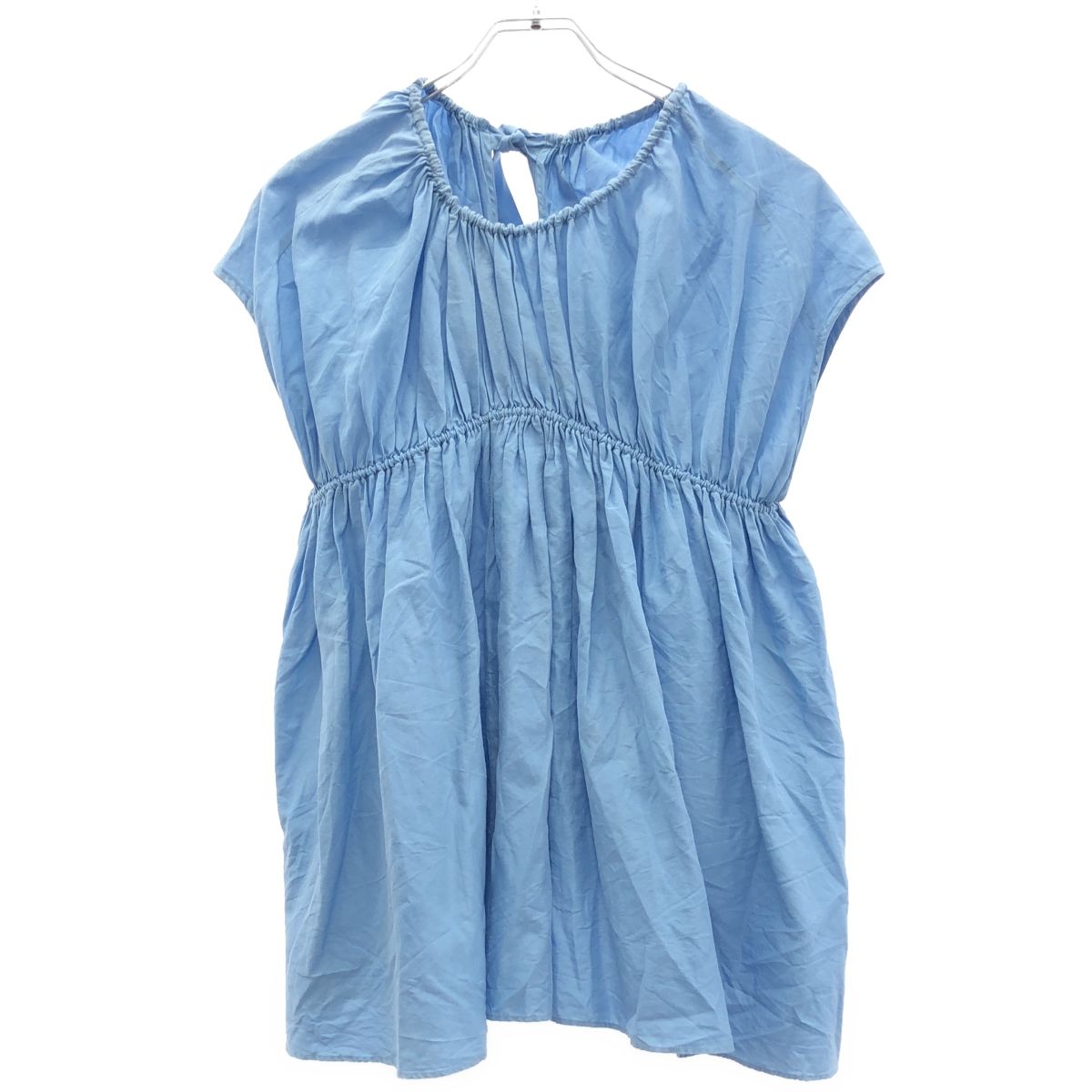 Drawer ドゥロワー ギャザーノースリーブブラウス 6521-299-0716 ブルー 36