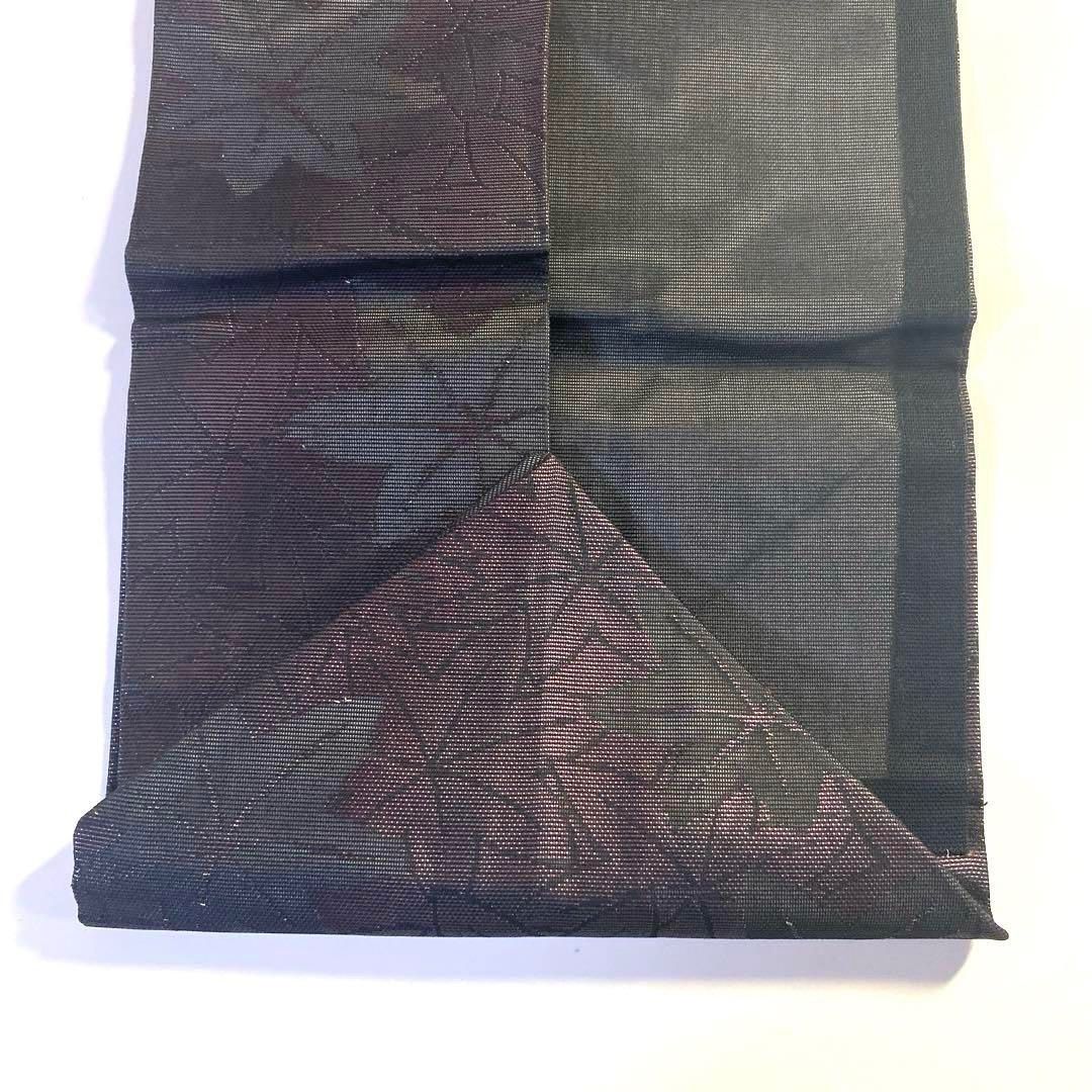 4k987 名古屋帯絹夏帯夏物紗楓紅葉黒紫柄物和装着物