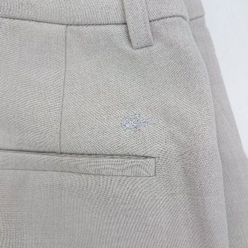 ◇ LACOSTE ラコステ ワンポイントロゴ シンプル ワイドテーパードシルエットパンツ サイズ34 ベージュ レディース E  【1404240013643】