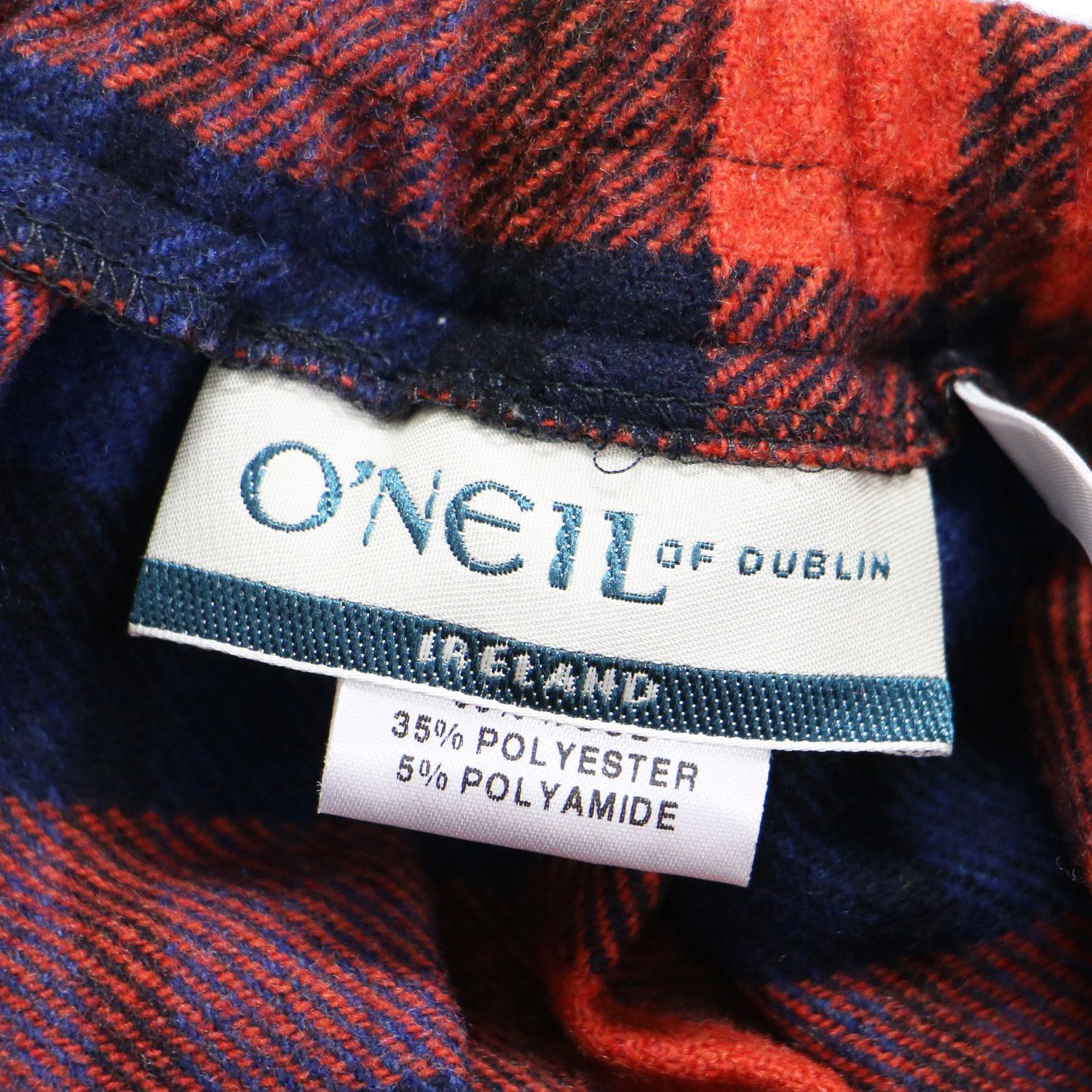 O'NEIL of DUBLIN】 オレンジと紺のチェック プリーツスカート ONEIL