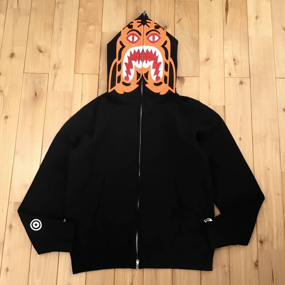 タイガー パーカー Sサイズ Black a bathing ape BAPE Tiger full zip 