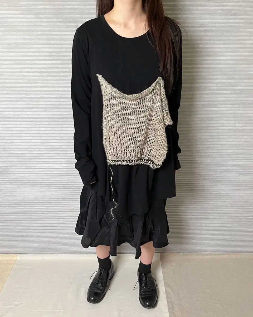 よーじやまもと 賢い ニットパッチ ロング Tシャツ yohji yamamoto アシメントリー