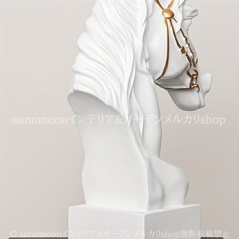 馬 オブジェ 胸像風 置物 オーナメント リアル おしゃれ かわいい インテリア ディスプレイ 動物 アニマル ホワイト ブラック NEXPOTALLINN_EU