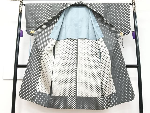 平和屋着物▽道中着 単衣 水玉 ドット ロング丈 正絹 逸品 CAAT5966id