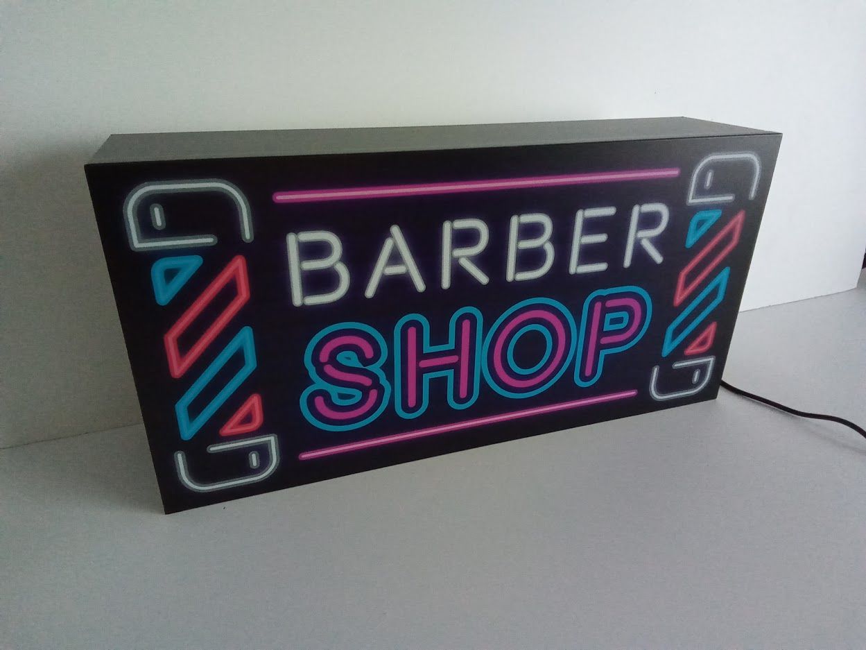 【Mサイズ】バーバー 理容室 ヘアーサロン 床屋さん 店舗 看板 ライトBOX Mサイズ】バーバー 理容室 ヘアーサロン 床屋さん 店舗 看板