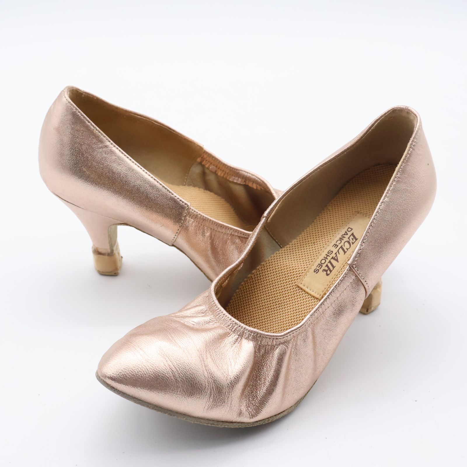 【社交ダンス用衣装】22 1/2CM ECLAIR 薄ピンク ダンス シューズ レディース用 光沢 艶 女性用 ヒール 靴 可愛い 輝き