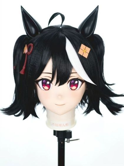 全頭マスク カツラ付き ロック付き NO.278 顔交換 衣装付き ドール ヘッドロリータ人形 コスプレ 変身 仮装 着ぐるみ 二次元 残り3.5文字