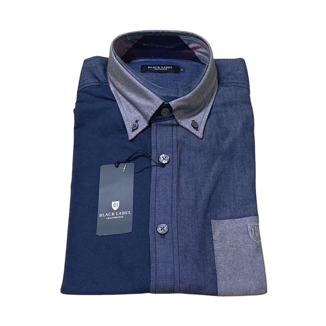 ブラックレーベルクレストブリッジ BLACK LABEL CRESTBRIDGE シャツ 切替 チェック ボタンダウン ヨーク 袖チェック切替 M メンズ トップス シャンブレー