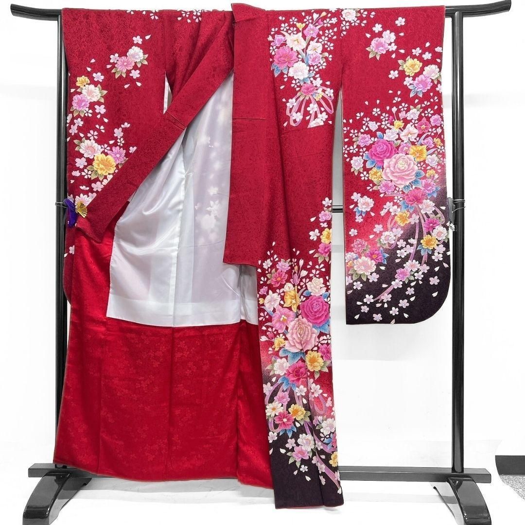 刺繍 薔薇 菖蒲 桜花 リボン 振袖 成人式 晴れの日 着物 021a p - メルカリ