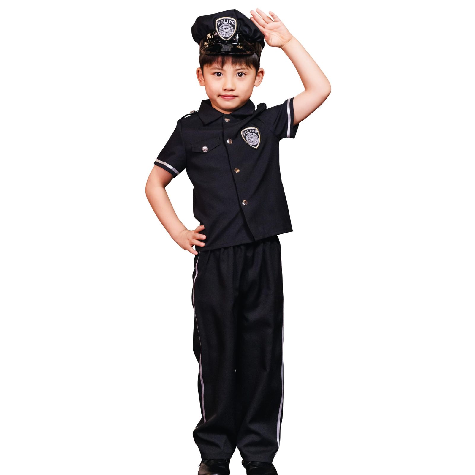 クリアストーン Party City コスプレ スーパーポリスマン キッズ 100cm 黒 [100]