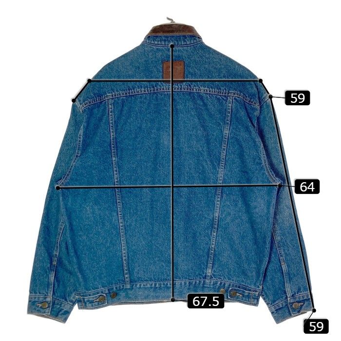 マルボロ　デニムジャケット レザー襟付き　Lサイズ size XL】MARLBORO マルボロ 襟レザー デニムジャケット 本革