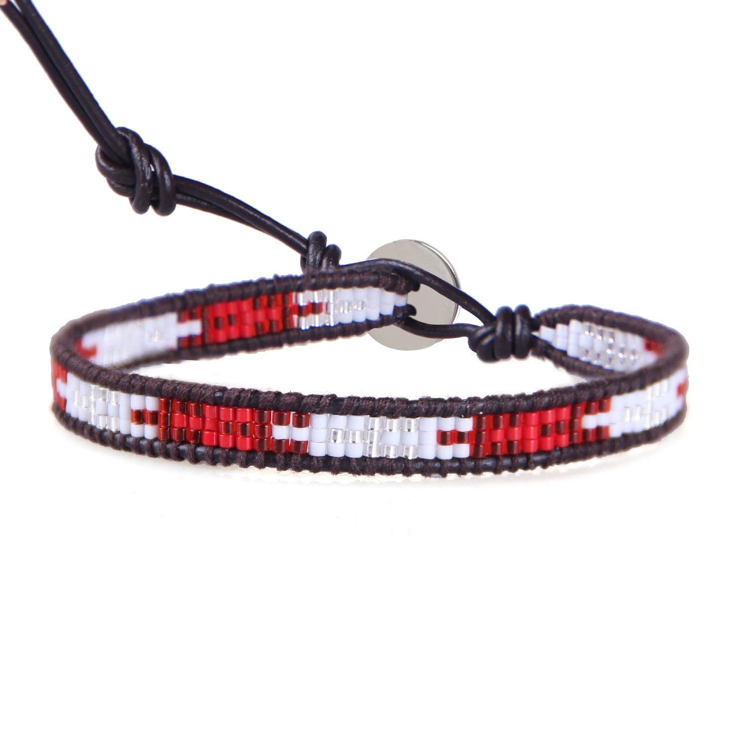 数量 ビーズ 革紐 バングル ブレスレット レザー 手作り ラップ 腕輪 シングル E KELITCH