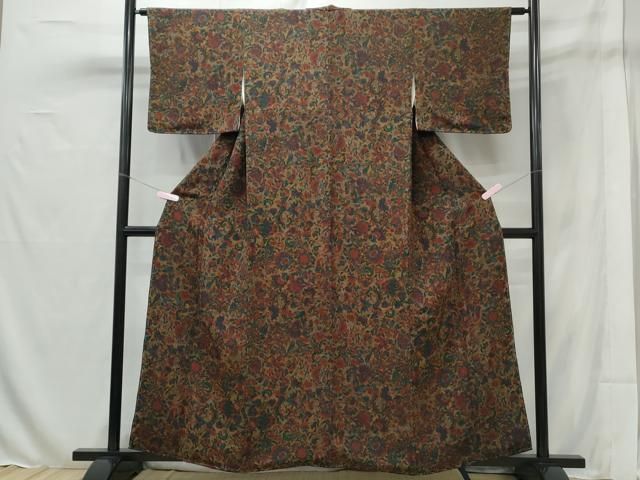 平和屋着物○訪問着 枝葉文 鬼しぼ縮緬 正絹 逸品 CAAX4541ut 平和屋