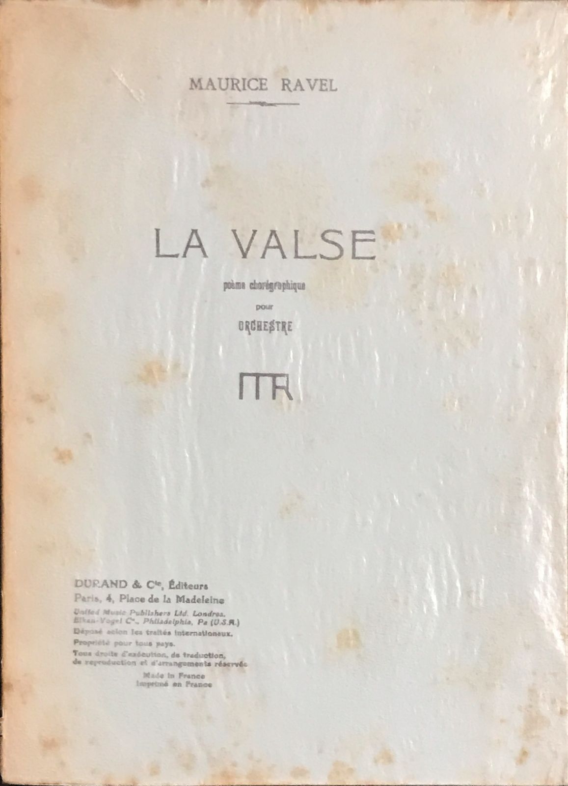 ラヴェル ラ・ヴァルス (フルスコア)輸入楽譜 Ravel La Valse デュラン 