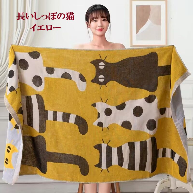 送料無料】新品 ねこ猫バスタオル 70*140cm ブランケット 柔らか
