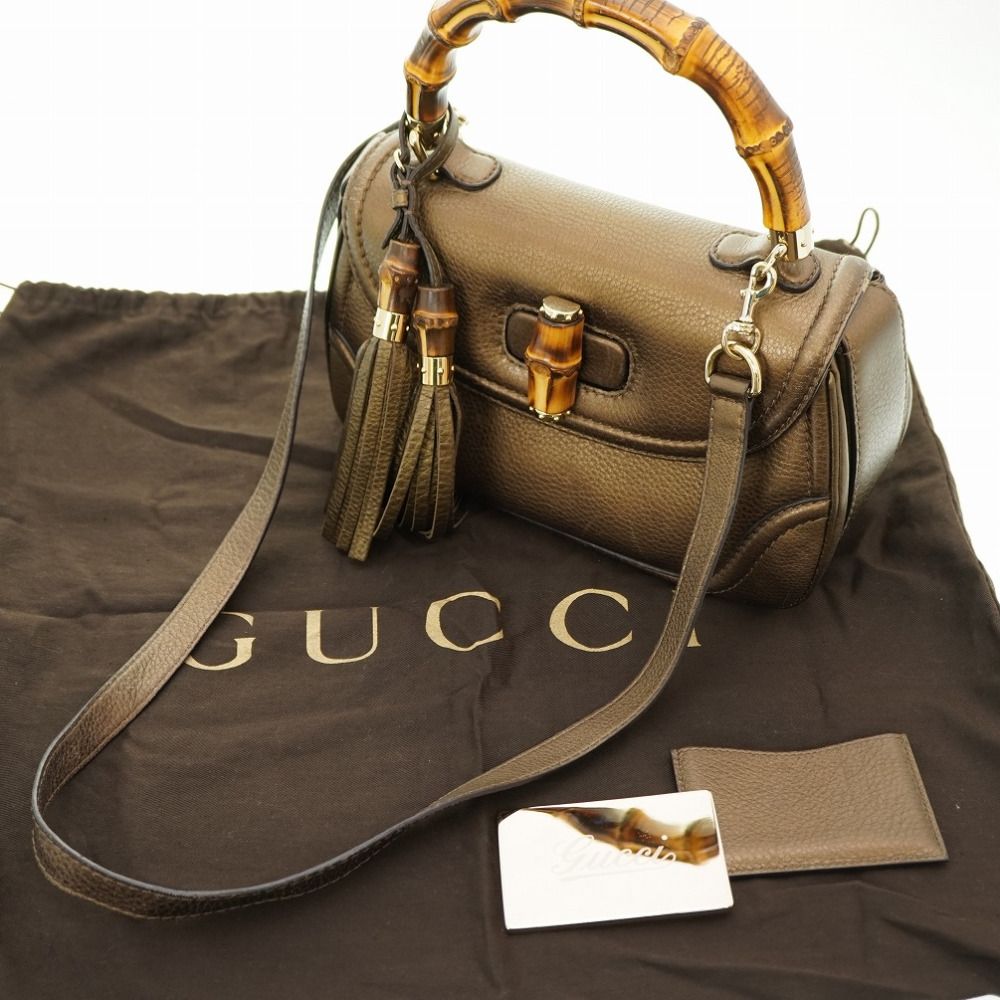 グッチ ニューバンブー ショルダー ハンドバッグ 254884 レザー ゴールド ストラップ付 0020【中古】GUCCI - メルカリ