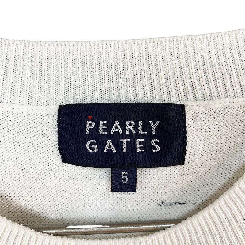 PEARLY GATES パーリーゲイツ 長袖 ニット セーター ホワイト 5 刺繍