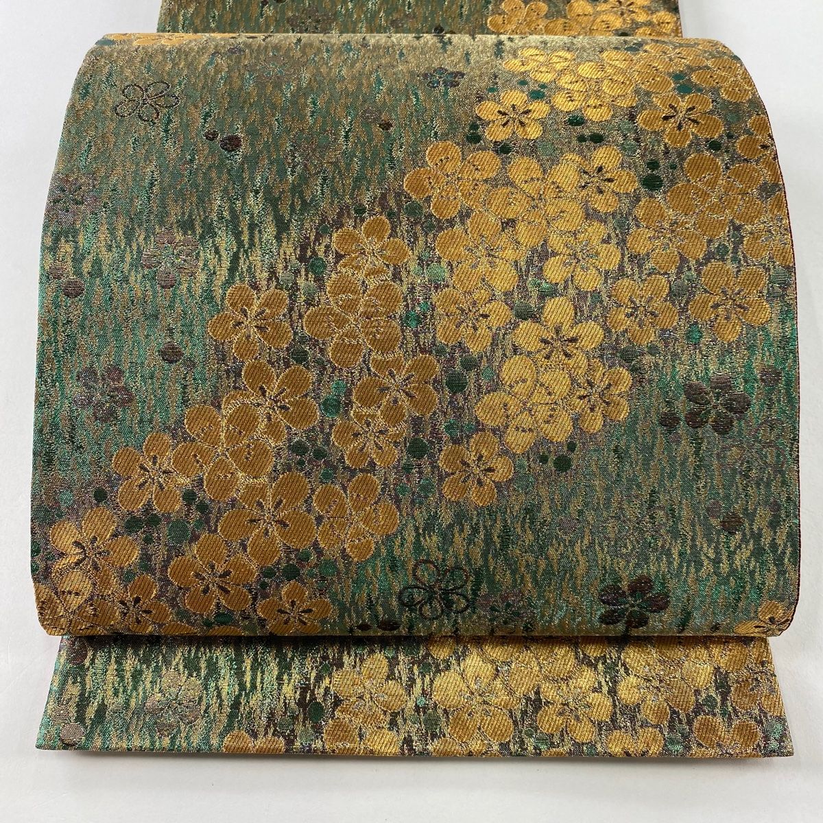 【美品】 正絹袋帯 金×深緑 竹文様 モダン上品 袋帯 美品 秀品 梅 金銀糸 箔 緑 六通 正絹 【中古】 - メルカリ