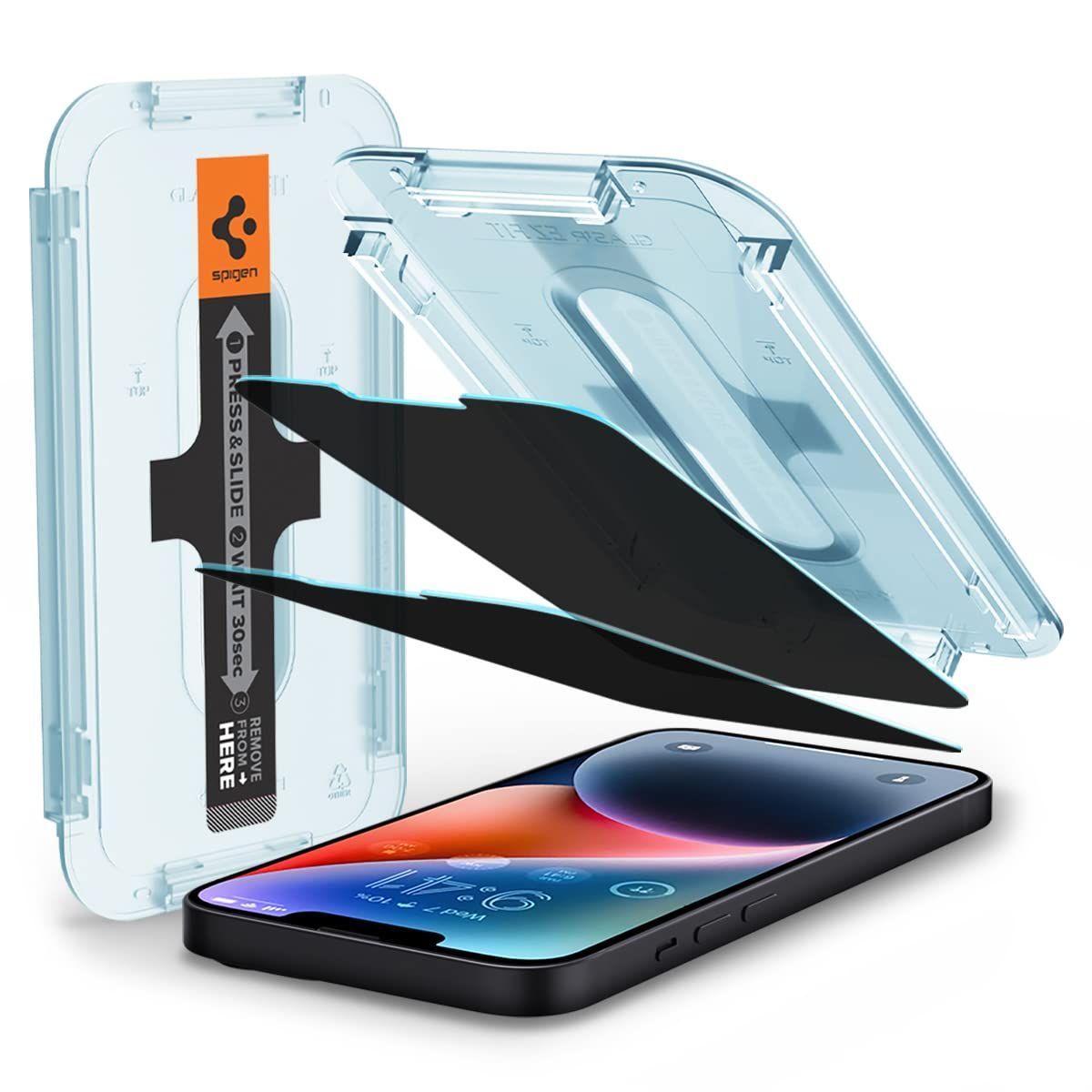 Spigen EZ Fit 覗き見防止 ガラスフィルム iPhone 14 Plus、iPhone13 Pro Max 用 貼り付けキット付き iPhone14Plus、iPhone13ProMax 対応 保護 フィルム のぞき見防止 2枚入