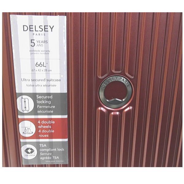デルセー スーツケース 66 L レッド セキュリタイム フレーム キャリーケース DELSEY FRAME