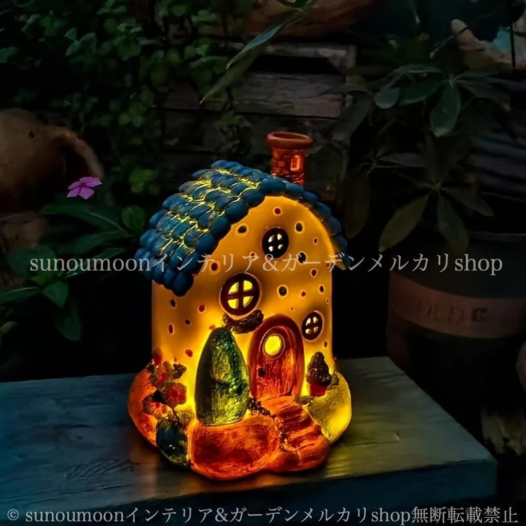 おしゃれ ソーラー 4-7 ガーデン雑貨 ハウス 雑貨 ガーデン 樹脂 庭 ガーデニング 青い屋根 ガーデンライト 庭の装飾 ブルー かわいい 家 ガーデンインテリア お洒落 インテリア STEELWINDOWSANDDOORS_COM