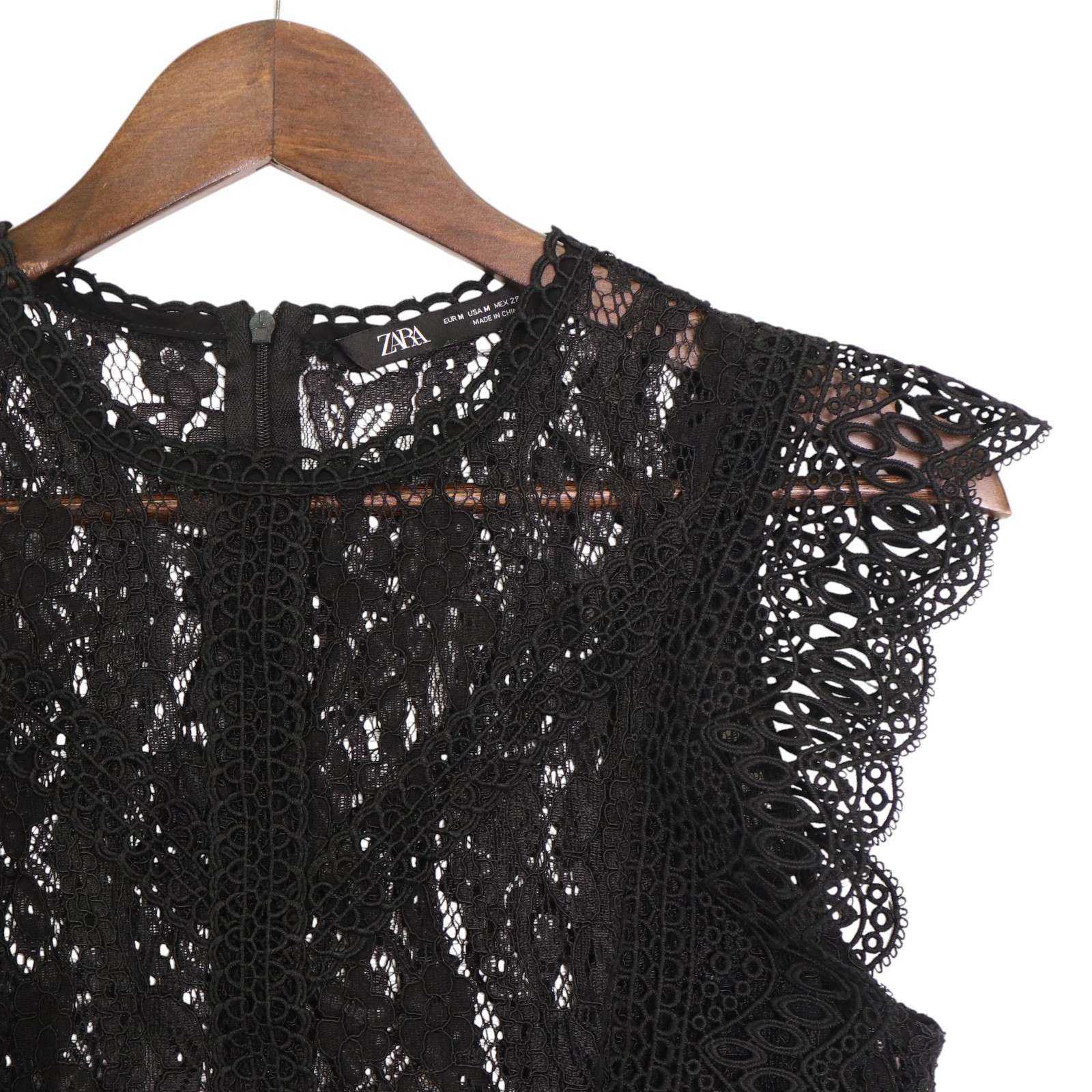sale!新品タグ付☆ZARAザラ☆フラワーレースノースリーブ 黒 ZARA ザラ 春夏 現行タグ☆ ノースリーブ 花柄 フラワー 総レース