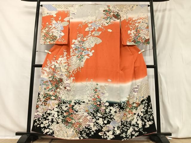 平和屋着物○訪問着 友禅 作家物 草花文 百合 暈し染め 金彩