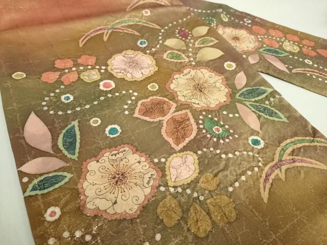 平和屋着物○九寸名古屋帯 作家物 絞り 辻が花 金糸 正絹 逸品